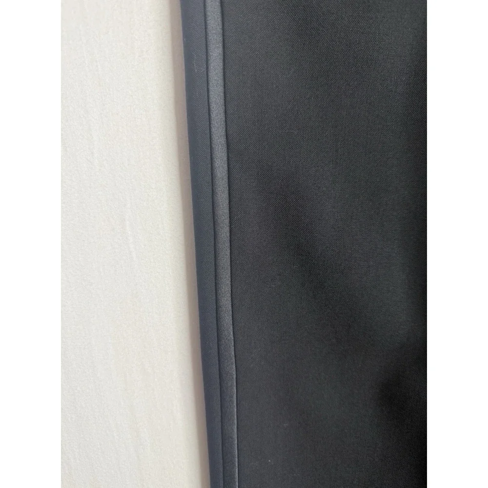 Vntg Jean Yves Mens Black Tuxedo Pants 31L Adjustable Metal Buckle 100% Wool Y2K